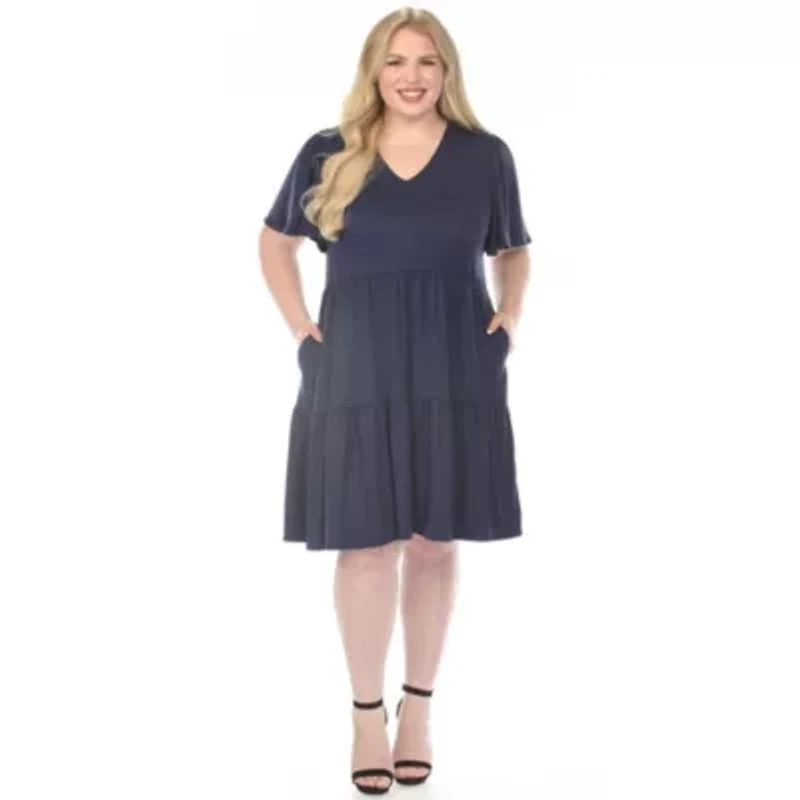 Plus V-Neck Short Sleeve Dress