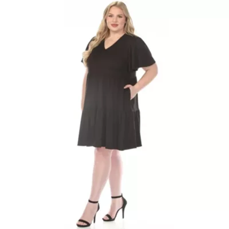 Plus V-Neck Short Sleeve Dress