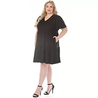 Plus V-Neck Short Sleeve Dress