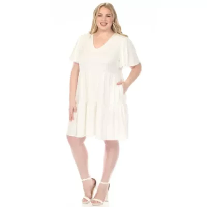 Plus V-Neck Short Sleeve Dress