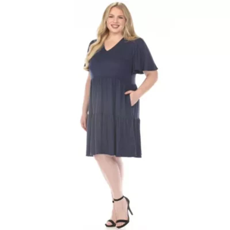 Plus V-Neck Short Sleeve Dress