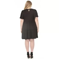 Plus V-Neck Short Sleeve Dress