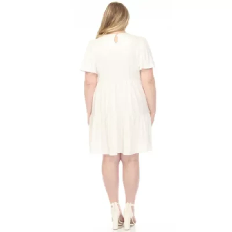 Plus V-Neck Short Sleeve Dress