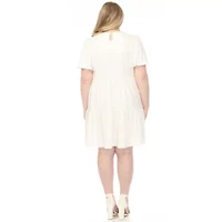 Plus V-Neck Short Sleeve Dress