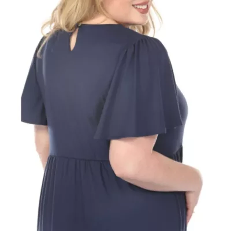 Plus V-Neck Short Sleeve Dress