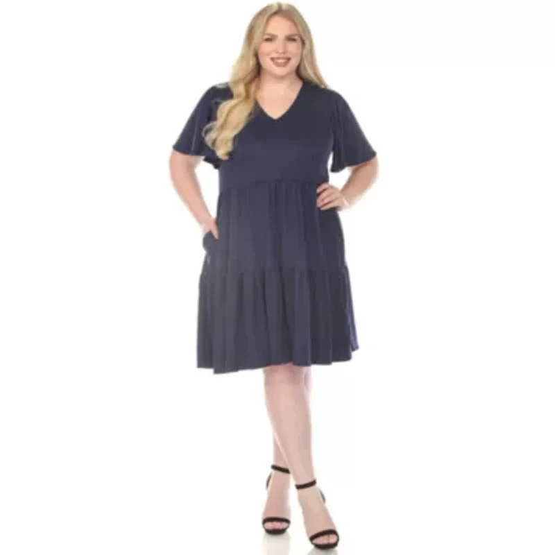 Plus V-Neck Short Sleeve Dress
