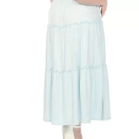 Plus Square Neck Short Sleeve Tiered Dress
