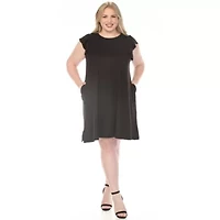 Plus Crew Neck Ruffle Sleeve Dress