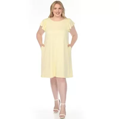 Plus Crew Neck Ruffle Sleeve Dress