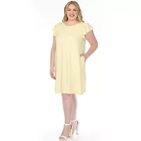 Plus Crew Neck Ruffle Sleeve Dress