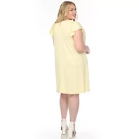 Plus Crew Neck Ruffle Sleeve Dress