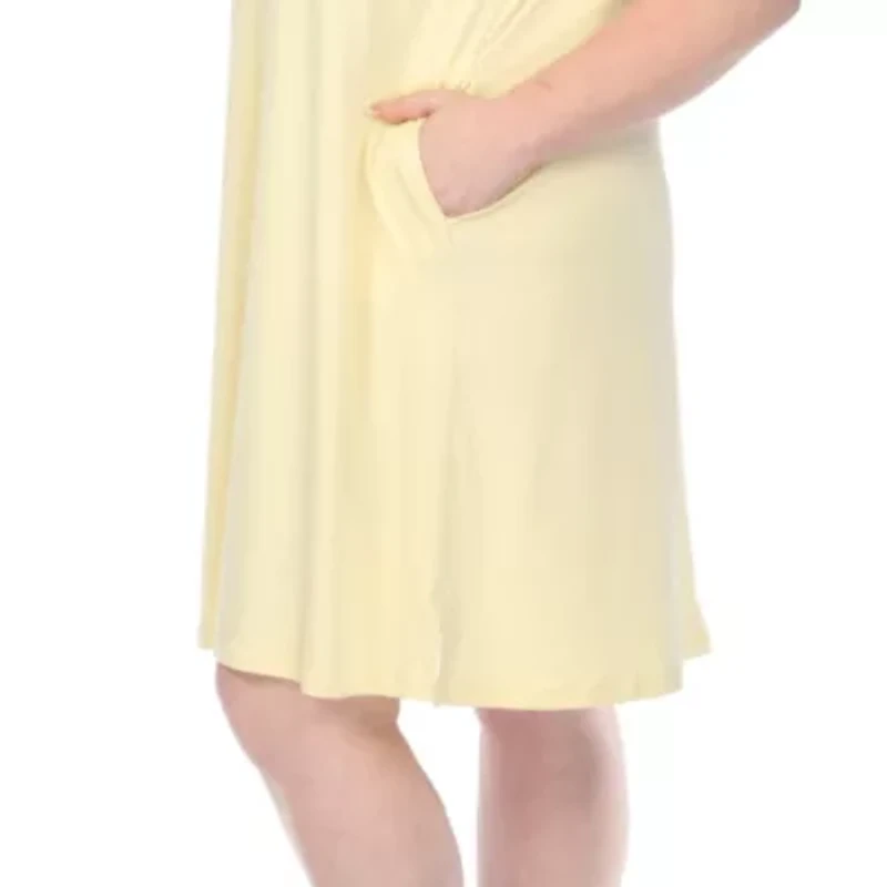 Plus Crew Neck Ruffle Sleeve Dress