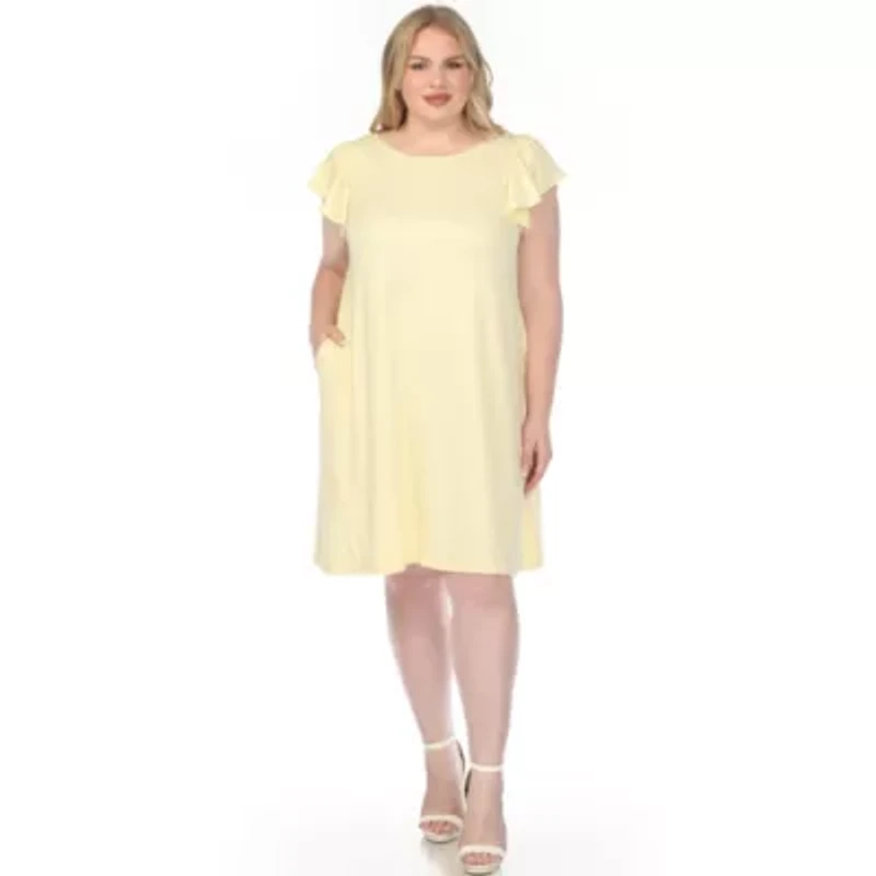 Plus Crew Neck Ruffle Sleeve Dress