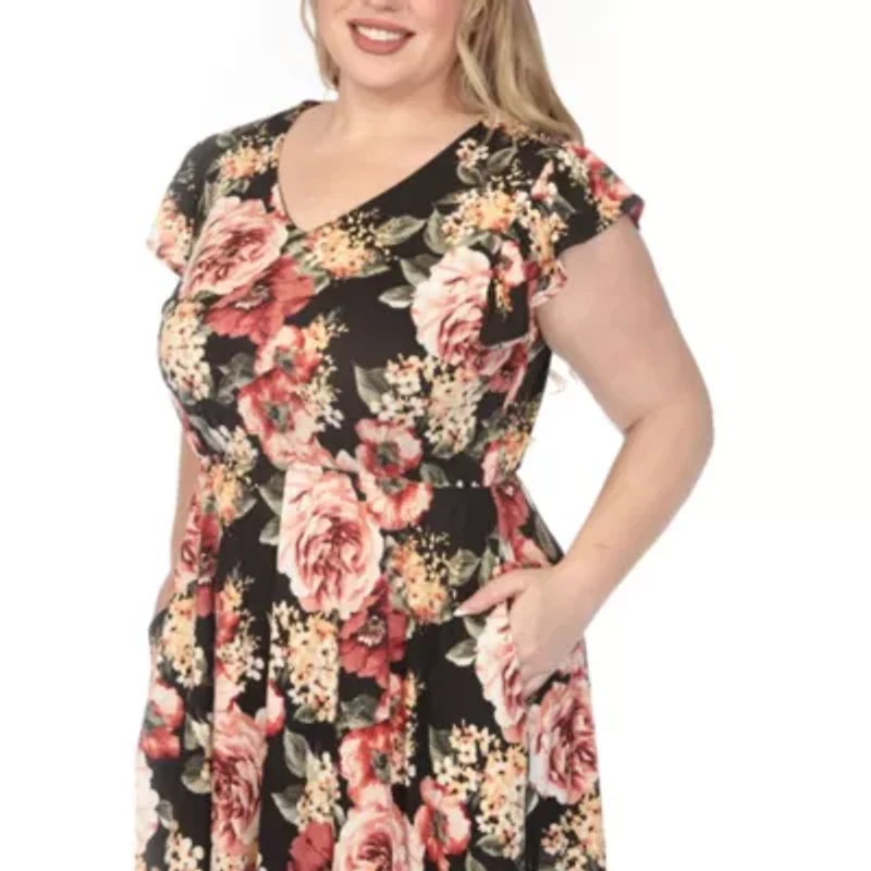 Plus V-Neck Empire Dress