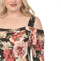 Plus Cold Shoulder 3/4 Sleeve Dress