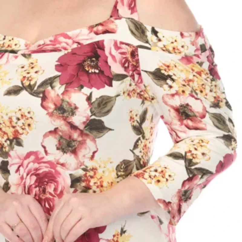 Plus Cold Shoulder 3/4 Sleeve Dress