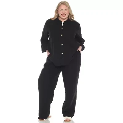 Plus Long Sleeve Button Down Cotton Gauze Set