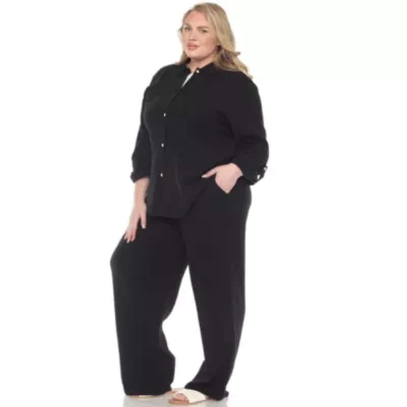 Plus Long Sleeve Button Down Cotton Gauze Set