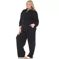 Plus Long Sleeve Button Down Cotton Gauze Set