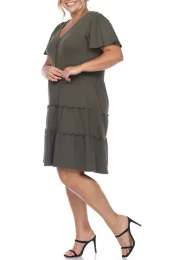 love the label sasha short-sleeve v-neck tiered midi dress Love The Label Sasha Short-Sleeve V-Neck Tiered Midi Dress
