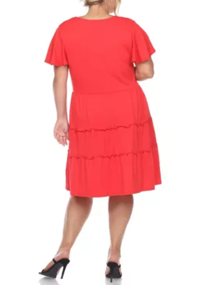 love the label sasha short-sleeve v-neck tiered midi dress Love The Label Sasha Short-Sleeve V-Neck Tiered Midi Dress