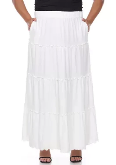 Plus Tiered Maxi Skirt