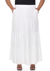 Plus Tiered Maxi Skirt