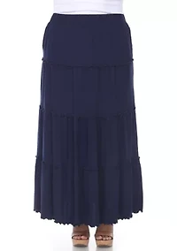Plus Tiered Maxi Skirt