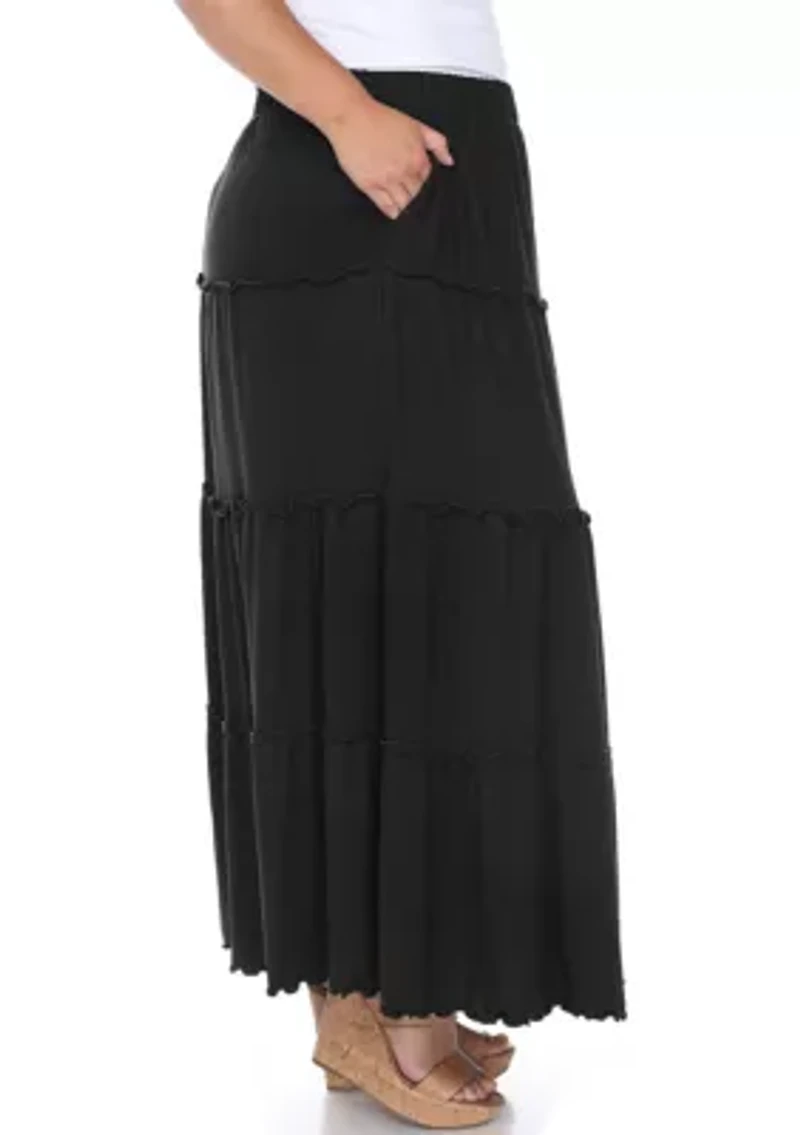 Plus Tiered Maxi Skirt