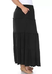 Plus Tiered Maxi Skirt
