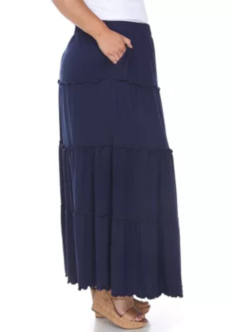 Plus Tiered Maxi Skirt