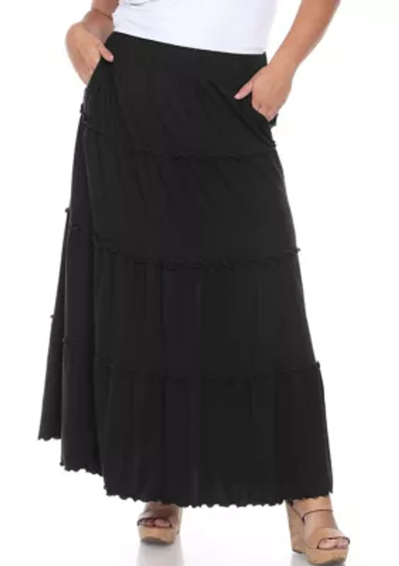 Plus Tiered Maxi Skirt