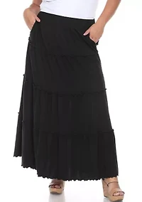 Plus Tiered Maxi Skirt