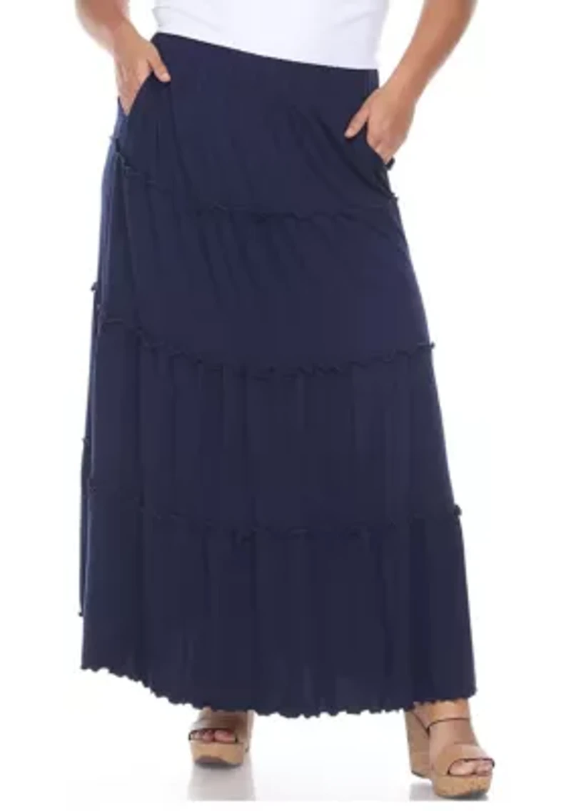 Plus Tiered Maxi Skirt