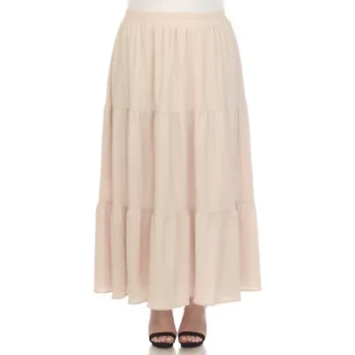 Plus Pleated Tiered Maxi Skirt
