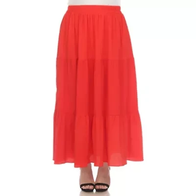 Plus Pleated Tiered Maxi Skirt