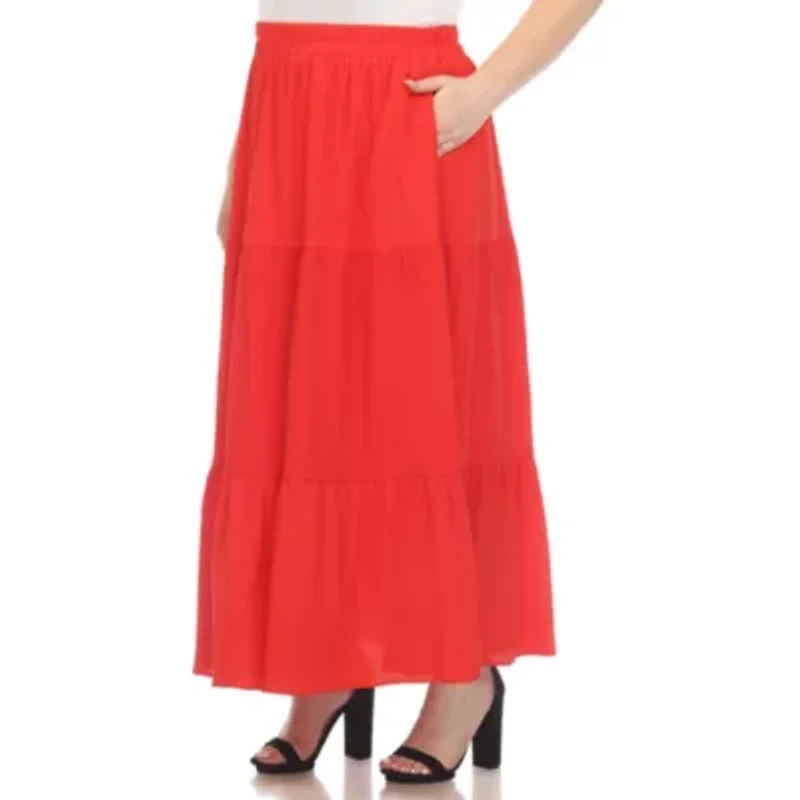 Plus Pleated Tiered Maxi Skirt