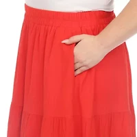 Plus Pleated Tiered Maxi Skirt