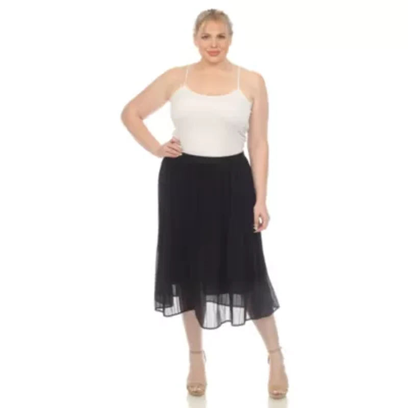 Plus Chiffon Midi Skirt