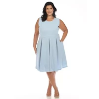 Plus Solid Fit and Flare Dress