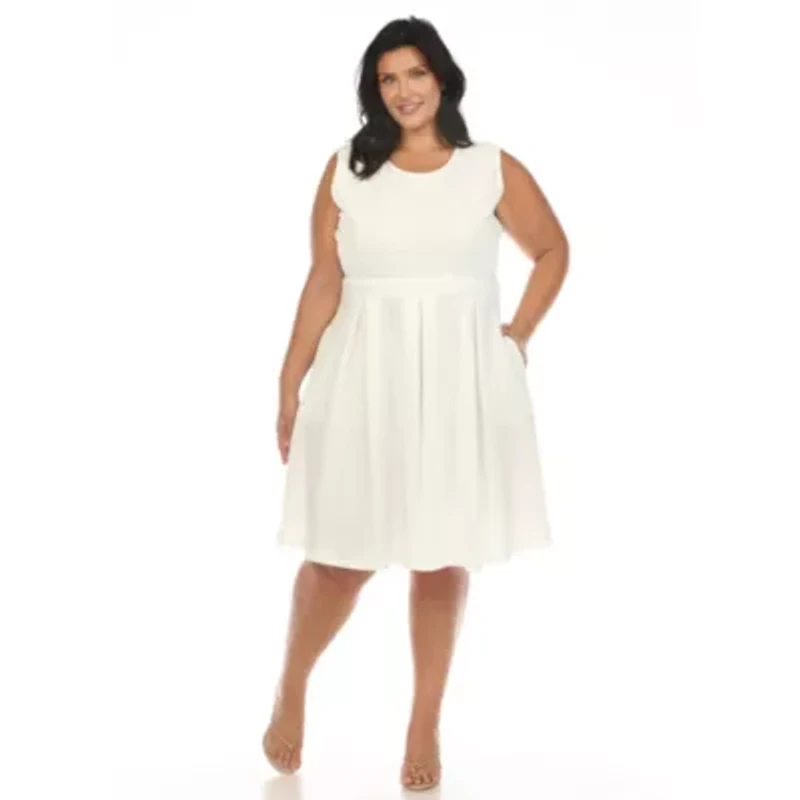 Plus Solid Fit and Flare Dress