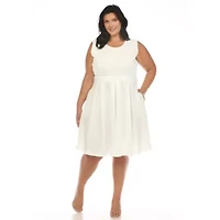 Plus Solid Fit and Flare Dress