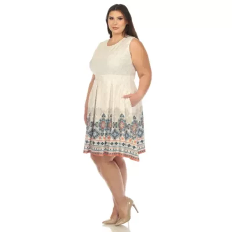 Plus Fit and Flare Knee Length Dress