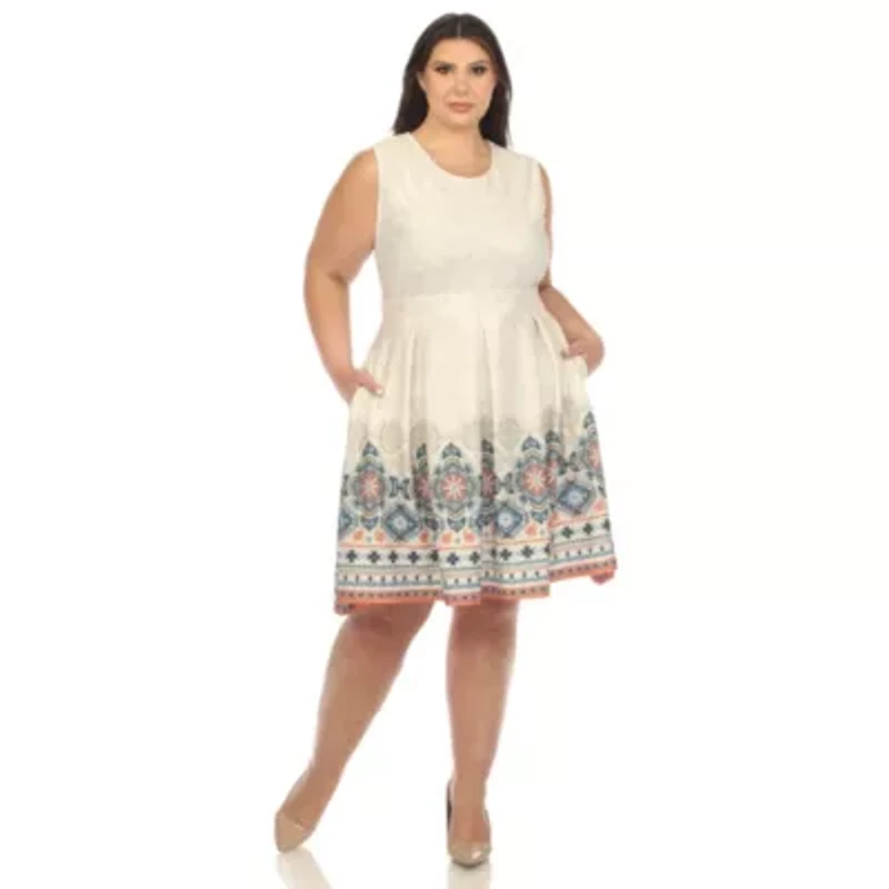 Plus Fit and Flare Knee Length Dress