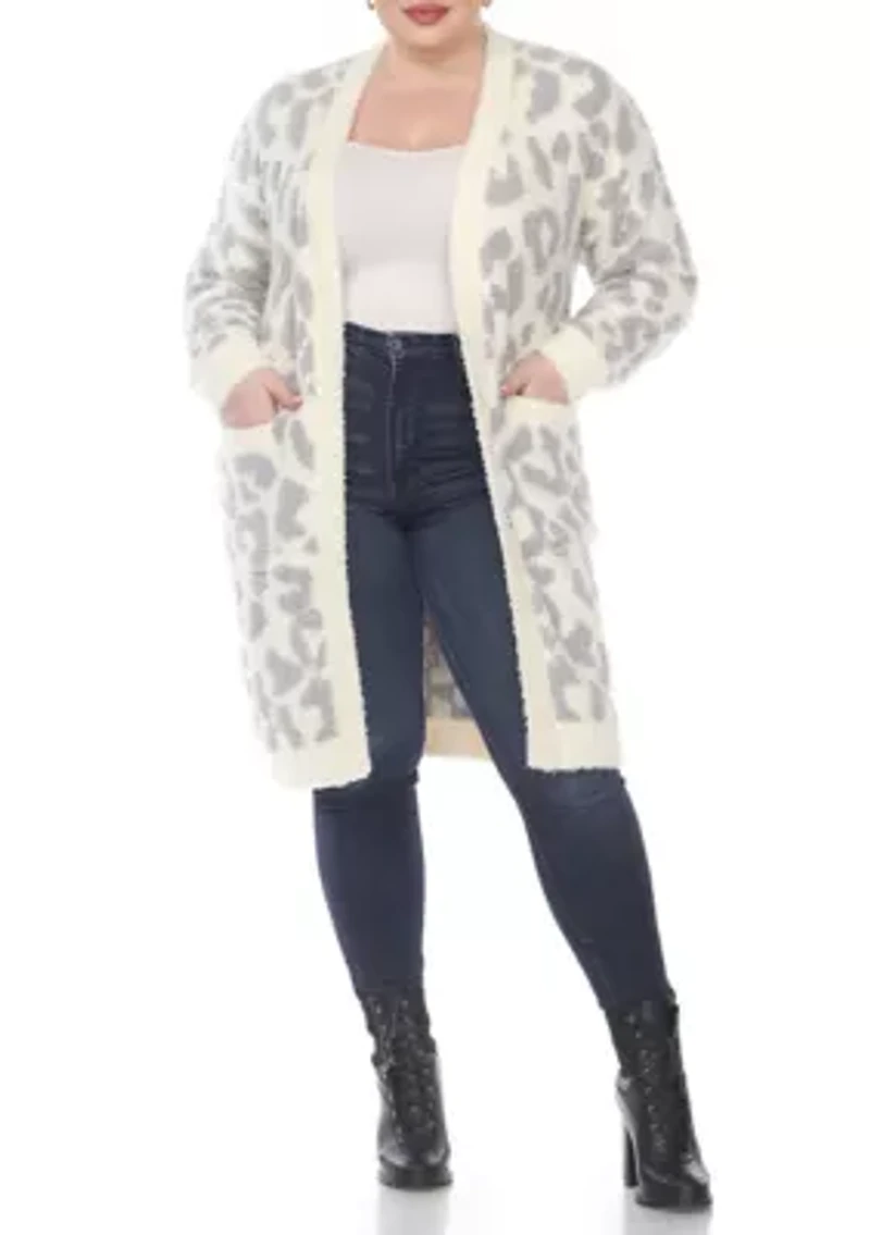 PS Leopard Print Open Front Sherpa Coat