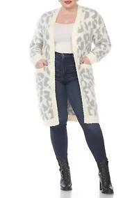 PS Leopard Print Open Front Sherpa Coat
