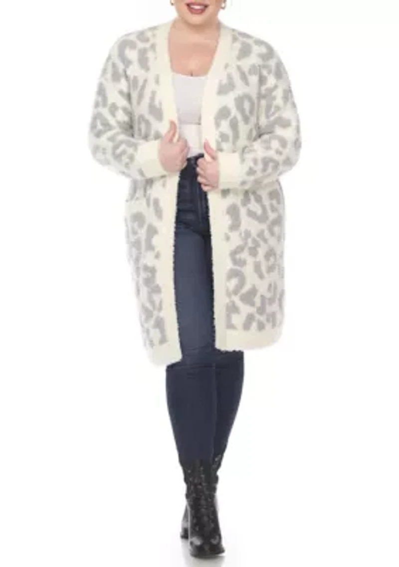 PS Leopard Print Open Front Sherpa Coat