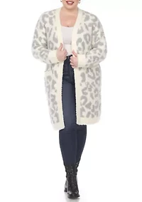PS Leopard Print Open Front Sherpa Coat