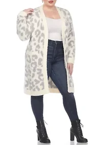 PS Leopard Print Open Front Sherpa Coat