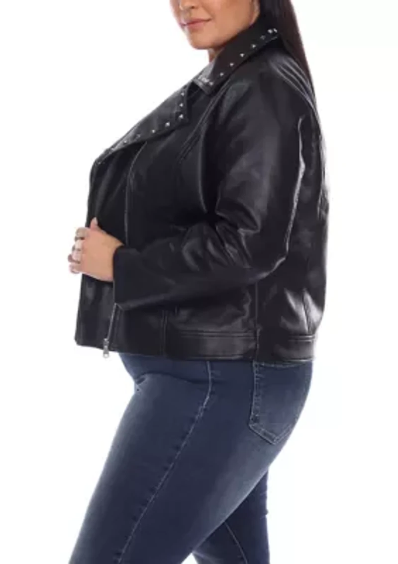 Plus PU Faux Leather Jacket
